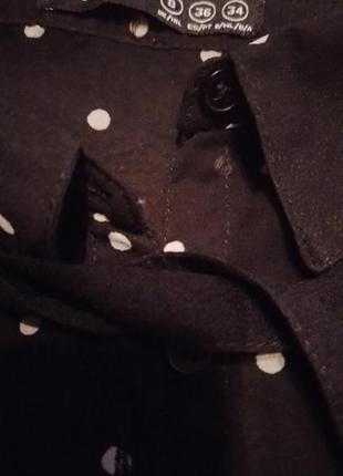 Фирменная шифоновая черная блуза в горохи atm2 фото