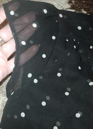 Фирменная шифоновая черная блуза в горохи atm3 фото