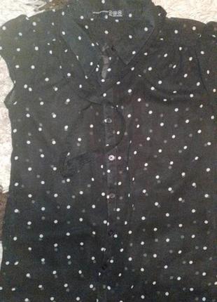 Фирменная шифоновая черная блуза в горохи atm4 фото