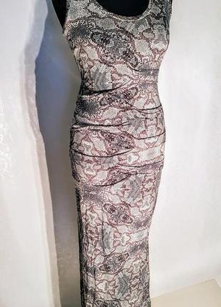 Шикарне максі плаття трикотажне зі зміїним принтом artelier, розмір м