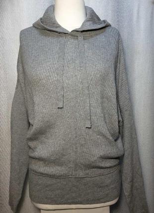 Женская кофта в рубчик, лонгслив с капюшоном, свитшот, трикотажный худи, джемпер