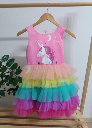 Праздничное нарядное платье для девочки единорожка, платье единорог3 фото