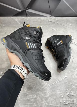 Зимние мужские ботинки salomon black yellow (мех) 40-41