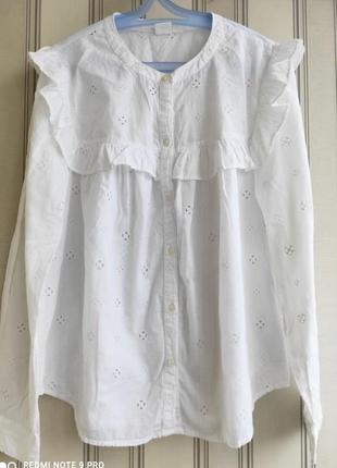 ❤️❤️❤️шикарная белоснежная рубашка, блуза прошва gap 100% хлопок