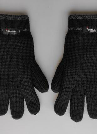 Вязанные теплые зимние термо перчатки на флисе thinsulate2 фото