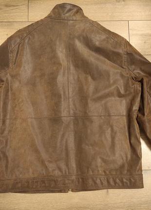 Marks and spencer р. l байкерська чоловіча куртка світло коричнева шкіряна замшева під вінтаж шкіра замш стійка8 фото