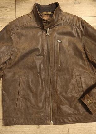 Marks and spencer р. l байкерська чоловіча куртка світло коричнева шкіряна замшева під вінтаж шкіра замш стійка3 фото