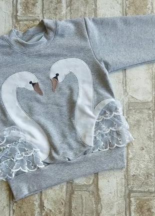 Sale свитшот для девочки"лебеди"