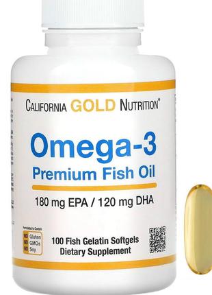 100 капсул омега 3 рыбий жир сша премиум 180 мг эпк/120 мг дгк california gold nutrition mli-0095