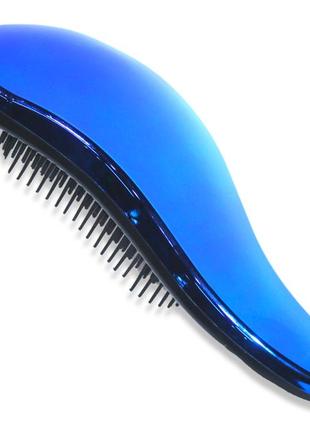 Расческа/массажка для волос большая с мягкими зубчиками блестящая 19см:синий