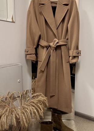 Фантастичне щільне вовняне пальто від бренду zara1 фото