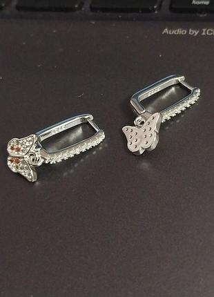 Серьги шарики серебряные 925 проба серебро замок британский3 фото