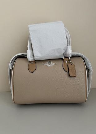 Бежева сумка coach rowan satchel in colorblock оригінал9 фото