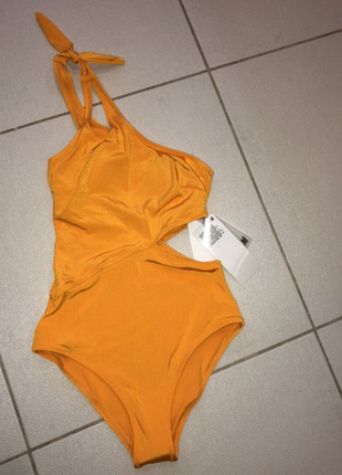 H&m купальник слитный сдельный, сплошной оранжевый, желтый, охра7 фото