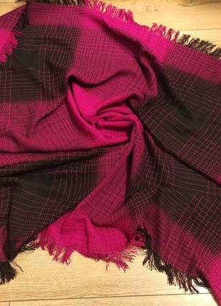 Mil-idee italy шарф большая сиреневый клетка пурпурный с черным женский с бахромой
