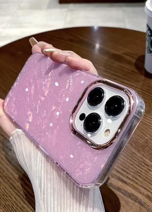 Чехол мраморный с блестками на iphone 14, 13pro, 13