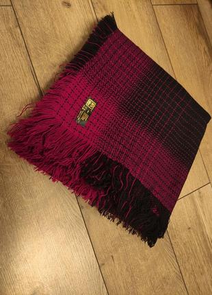 Mil-idee italy шарф большая сиреневый клетка пурпурный с черным женский с бахромой5 фото