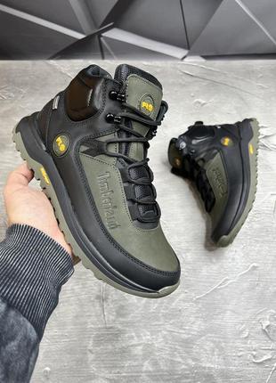 Зимние мужские ботинки timberland black haki (мех) 40-41-42-43-44-45