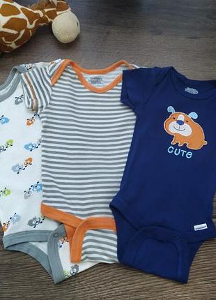 Комплект бодики с коротким рукавом для ребенка 0-3 мес, тм gerber