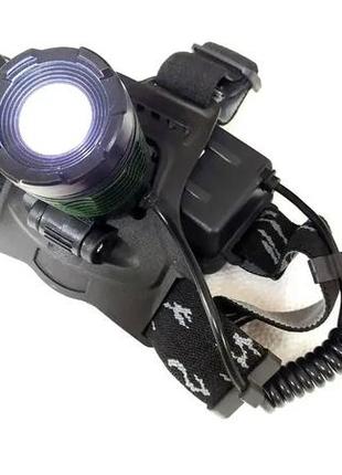Ліхтар налобний led headlight 2188-t6 мзп+азп, 2x18650, zoom