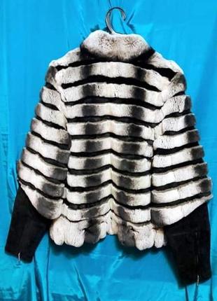Шуба куртка зимняя на натуральном меху шиншиллы кимоно без капюшона5 фото