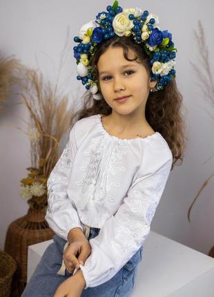 Рубашка вышиванка белая по белому для девочки