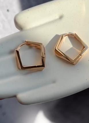 Серьги ромб см геометрия xuping медицинский сплав позолота