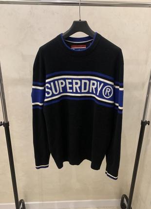 Светр superdry джемпер чорний світшот лого