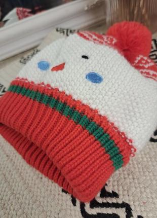 Брендова стильна зимова шапка з вишивкою сніговика lily&dan☃️3 фото