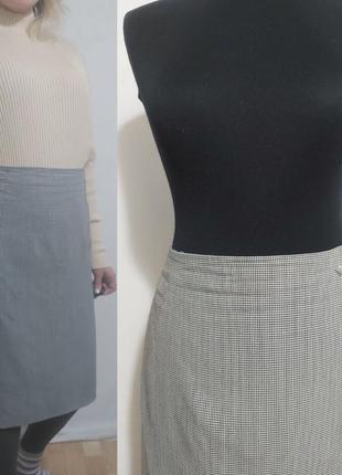 Базовая юбка в гусиную лапку из смесовой шерсти jil sander6 фото