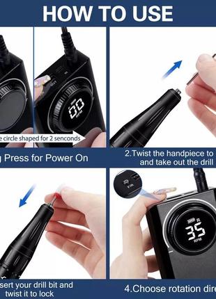 Фрейзер для манікюру з аккумулятором +powerbank 35000 об.