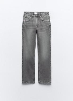 Джинсы джинсы zara straight-fit размер 36 s 34 xs 38 mсветло-сер, графит2 фото