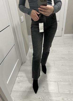 Джинсы джинсы zara straight-fit размер 36 s 34 xs 38 mсветло-сер, графит3 фото