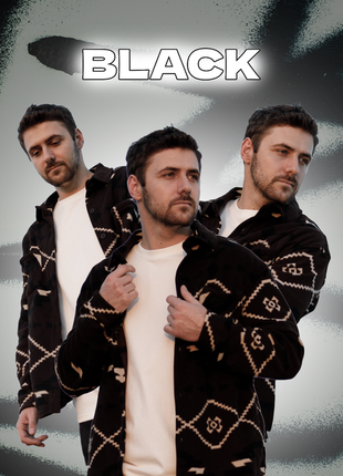 Теплая рубашка с узорами (black)