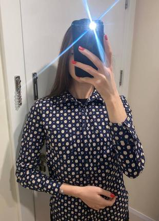 Нова сорочка xs/s oodji жіноча сорочка блуза блузка бавовна темно-синя принт5 фото