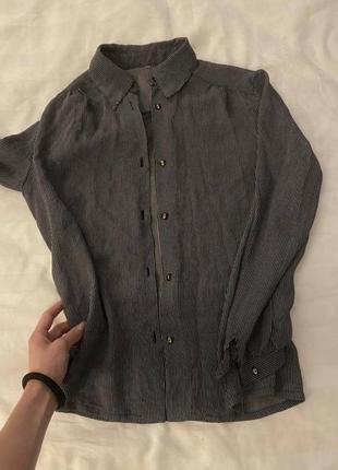 Рубашка xs/s шифон женская базовая рубашка блуза блузка легкая шифоновая летняя черно белая в полоску полосатая с завязками на завязках5 фото