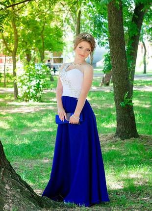 🔥final sale 🔥выпускное платье платье на свадьбу корсет/  синее длинное (в пол)3 фото