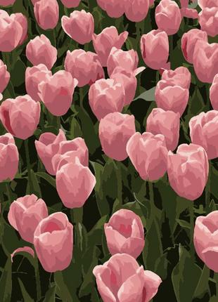 Картина по номерам розовые тюльпаны размером 20х20см, стратег, hh5113