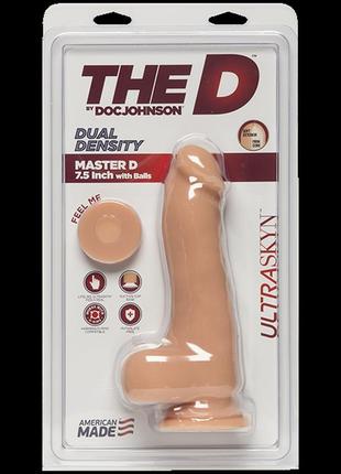Фалоімітатор doc johnson the d - master d - 7.5 inch with balls - ultraskyn, діаметр 5,1 см 2