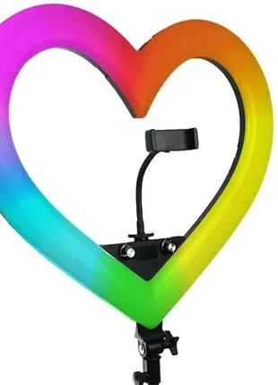Кільцева лампа для селфі, для блогерів, для тик струм rgb "чорне серце" 33см