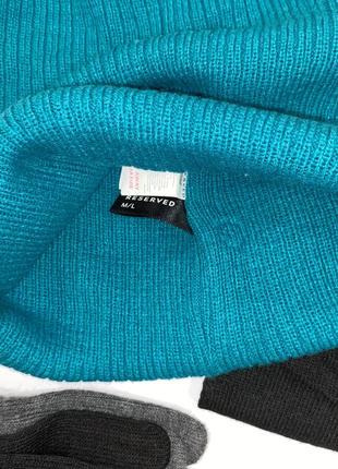 Комплект:  ✅шапка подвійної в‘язки ✅перчатки ✅ шарф з вмістом шерсті /бренд: reserved /розмір: m/l7 фото