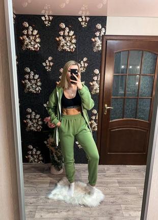 Костюм флісовий на молнії зелений фісташка