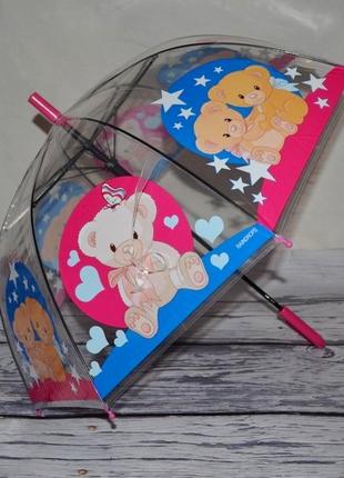 Прозрачный зонтик зонт для вашей девочки с мишками грибком
