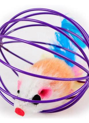 Дразнилка для котов мышка за решеткой, фиолетовая