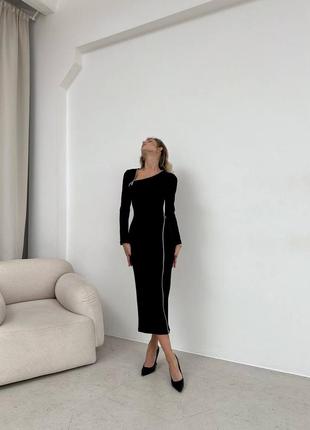 Элегантное платье с застежками ❤️ черное базовое платье ❤️ женское платье с молнией ❤️5 фото