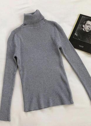 Водолазка xs/s у рубчик із високим коміром високий комір-стійка, сірий гольф, светр лонгслів лонгслів, зимовий теплий
