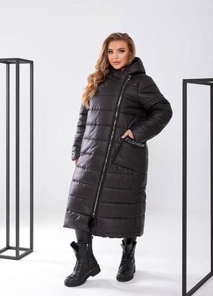 Женская куртка-пальто из плащевки цвет черный р.48/50 4484246 фото