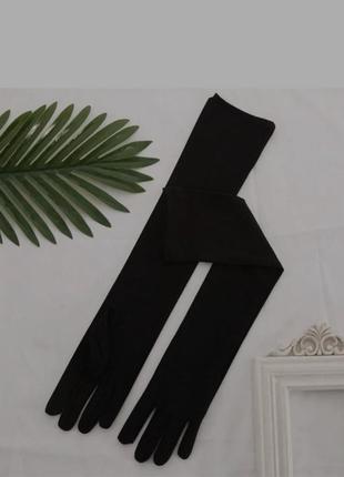 Новые женские длинные атласные тонкие черные перчатки