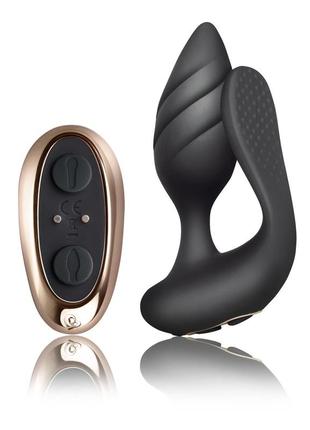 Анально-вагинальный вибратор для пар rocks off cocktail black, пульт ду