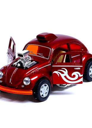 Машинка металлическая инерционная volkswagen beetle custom dragracer kinsmart kt5405w  1:32 (красный)